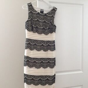 Elegant Black and White Lace Dress